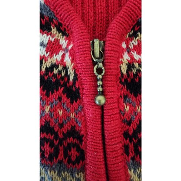VTG 90's Requirements Red Zip Up Nordic Knit Sweater Vest Womens Size Medium - Picture 3 of 8